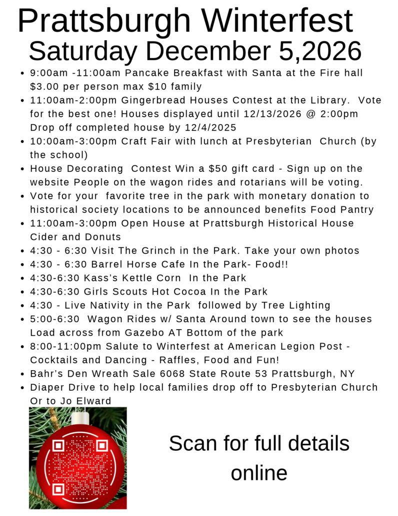Prattsburgh Winterfest Saturday December 2 2023 - Prattsburgh Rotary